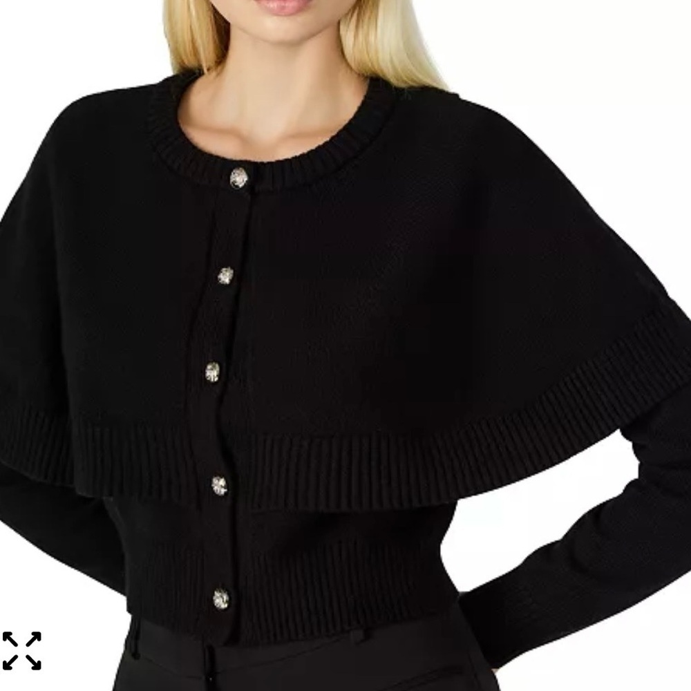 Steve Madden Black Knit Cape Style Cardigan Sweater Minimalist Lagenlook Small - Picture 11 of 15
